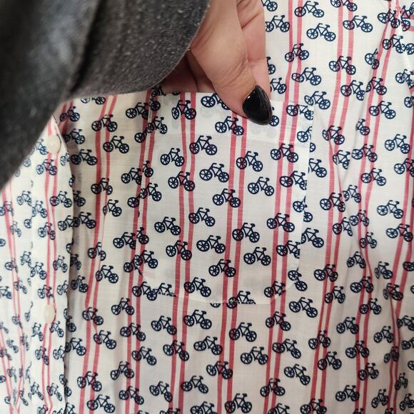 Grayson The Hero Button Up Shirt Bicycle Print Women's Small 02 White - Picture 4 of 9